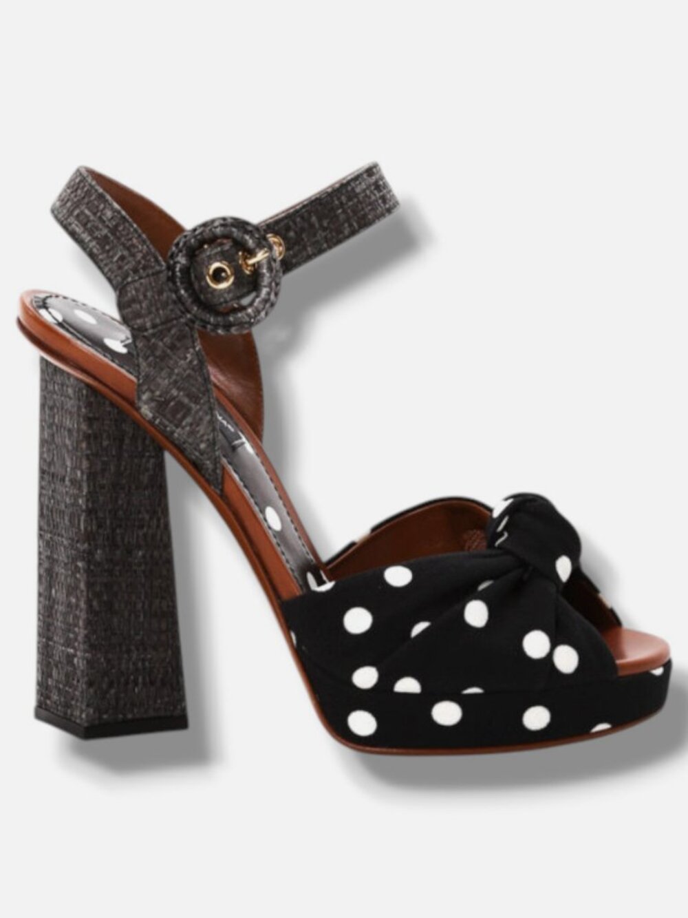 Dolce&Gabbana Women's Black Keira Polka-Dot Print Sandals Shoes Size EU:35 US:5